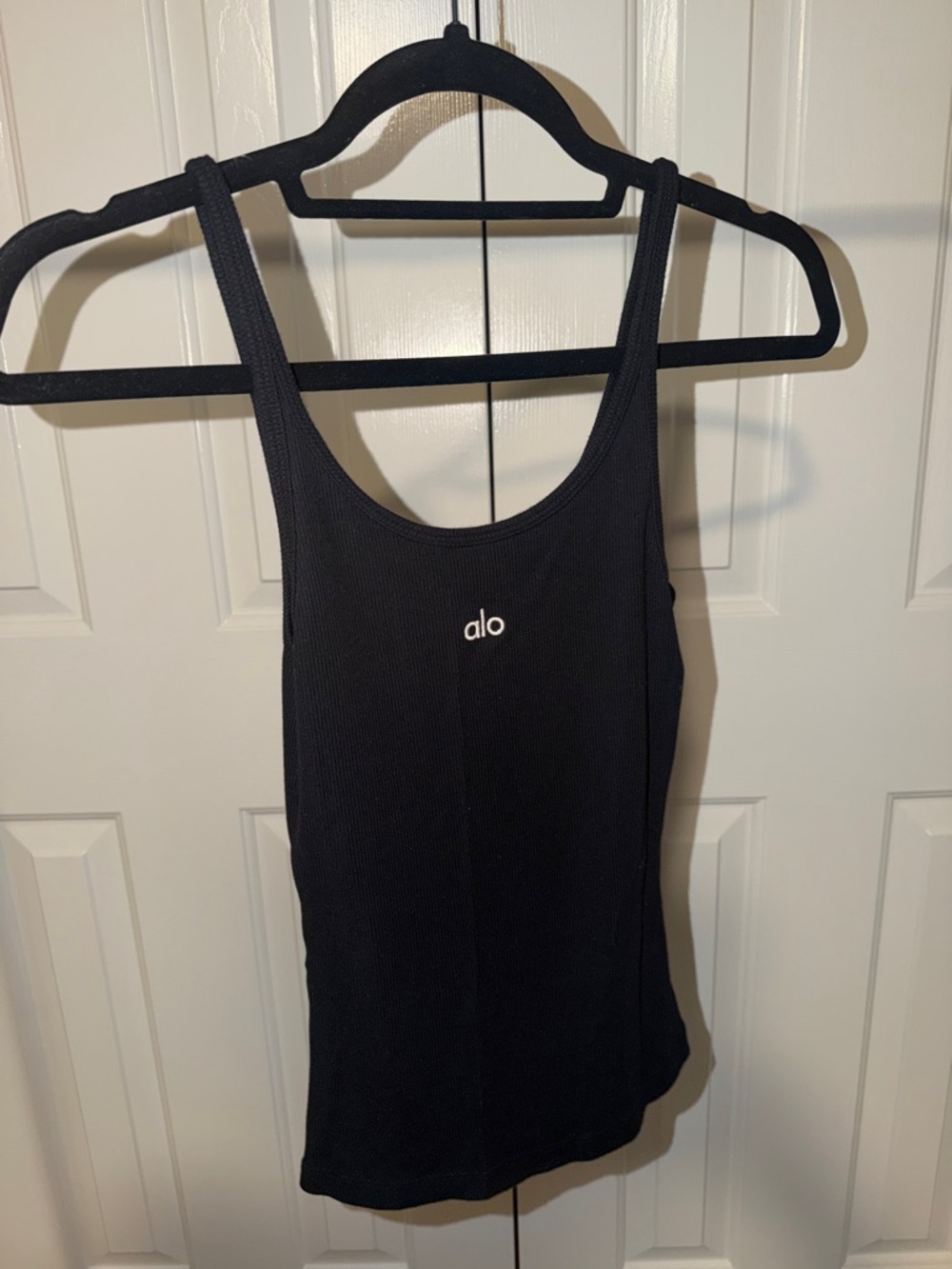 ALO Yoga Black Ribbed Scoop Tank